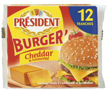 PRESIDENT Hamburger Cheese Cheddar