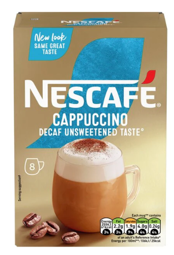 NESCAFE Instant Coffee Cappuccino Decaf Unsweetened [Individual Sticks]