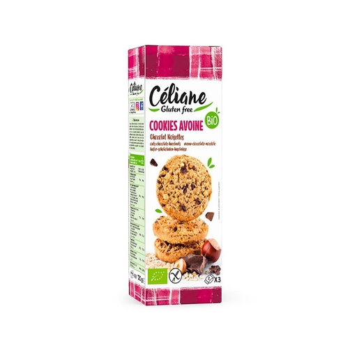 CELIANE Gluten Free Oat Chocolate and Hazelnut Cookies Organic