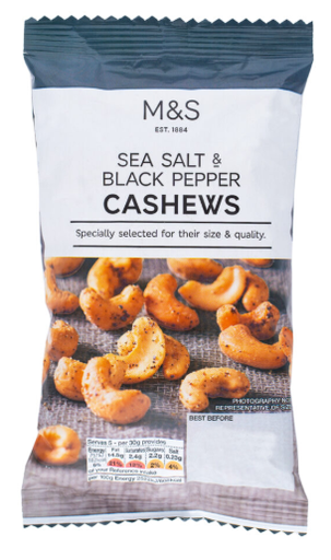 M&S Cashew Nuts Sea Salted & Black Pepper
