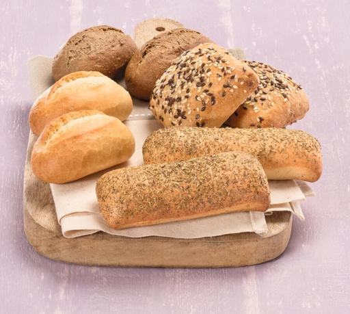 Minis Breads Mixed Frozen [White, Whole Wheat Multi-cereals, Normal Multi-cereals, Ciabatta with Herbs and Whole Wheat Ciabatta with Herbs]