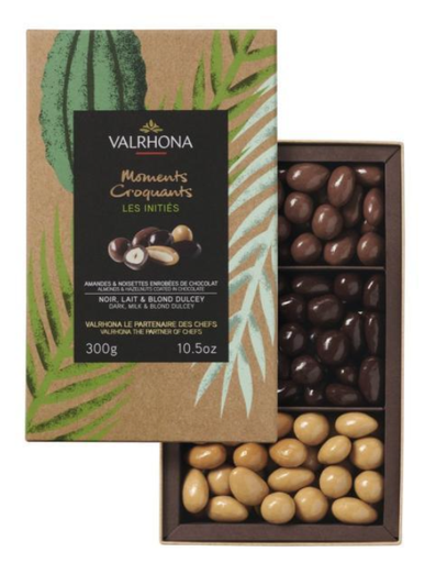 VALRHONA: Equinoxe Dark and Milk Chocolate Almonds and Hazelnuts