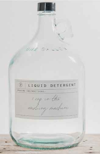 Glass Laundry Bottle with Black Lid (gallon) - Stor
