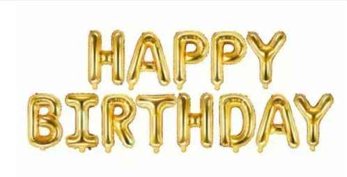 Golden HAPPY BIRTHDAY letter balloon
