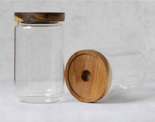 Clear Acacia Pantry Jar