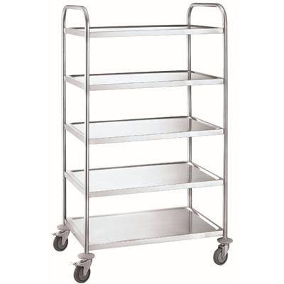 Trolley w/ Wheels Stainless Stell - 5 Shelves