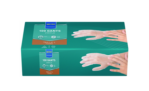 Vinyl gloves Non powdered Large / Clear [100]