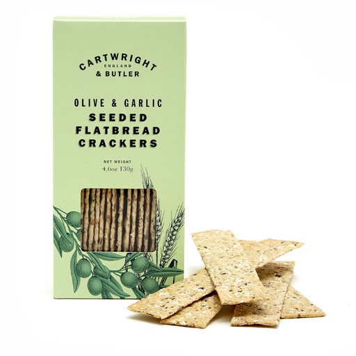 CARTWRIGHT & BUTLER Seeded Flatbread Crackers Olive and Garlic