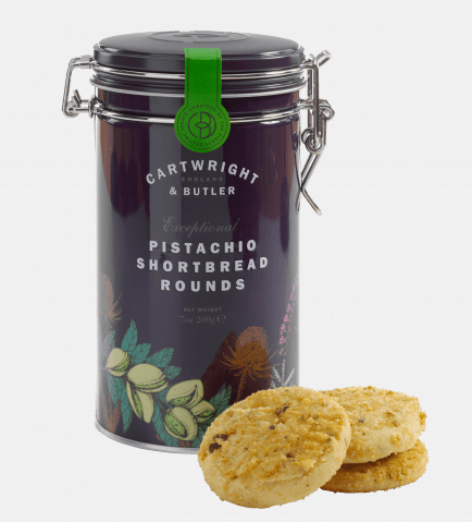 CARTWRIGHT & BUTLER Pistachio shortbread rounds [Tin]