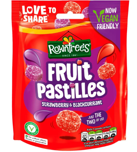 ROWNTREE'S Fruit Pastilles Strawberry & Blackcurrant