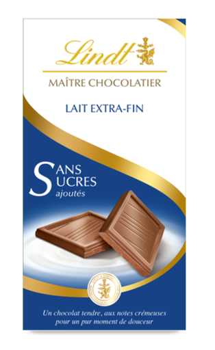 LINDT Milk Extra Fine No Added Sugar