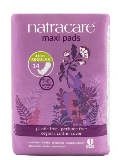 NATRACARE Maxi Regular Pads Organic 2 drops Without Wings