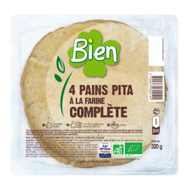 BIEN Pita Bread Whole Wheat Organic