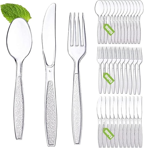 Disposable Plastics Forks, Knifes and Spoons [100 units each]