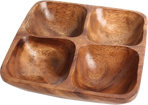 Wooden Plate for Snacks (4 compartments) [5 x 20 x 20 cm]