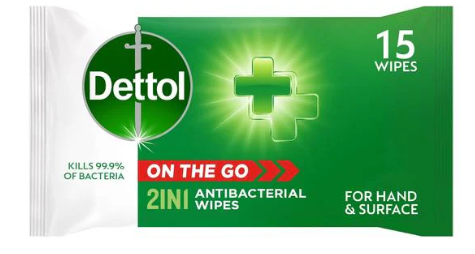 DETTOL Hygienic Disinfectants for Surfaces and Hands 2in1 Wipes