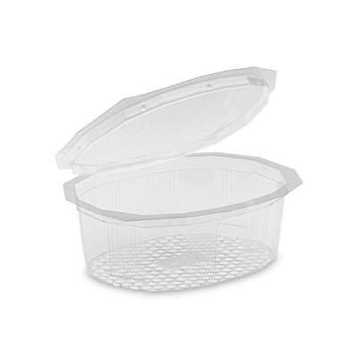 Plastic Salad Containers Cristal Disposable with Lids [500cc]